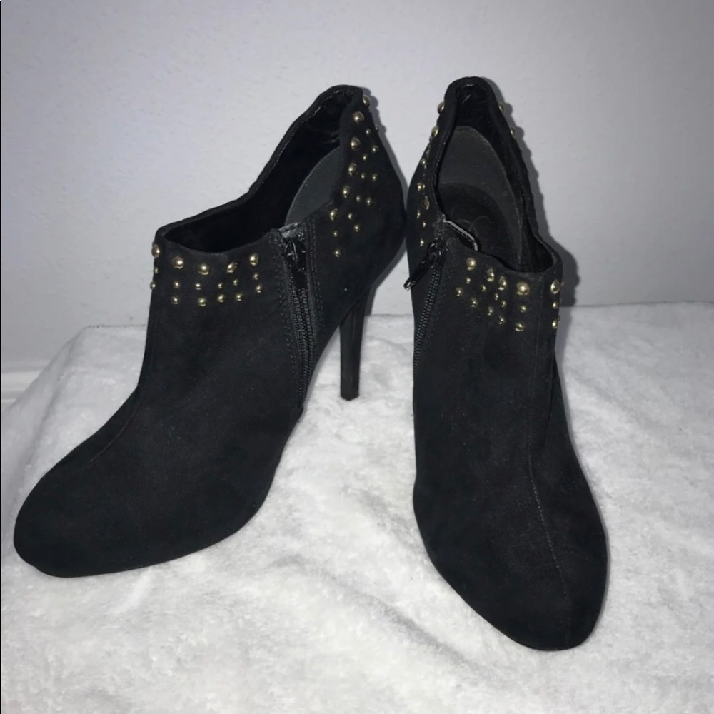 Gold studded black booties size 7M